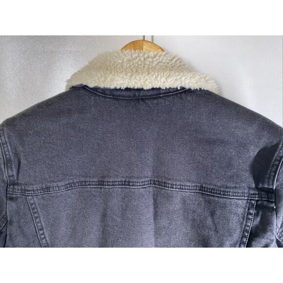 Hollister Black Denim Fleece Lined Cropped Jacket Women’s Medium 38” Chest NEW - Picture 7 of 9